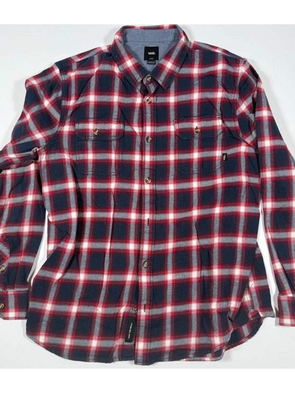 Vans Men's Plaid Flannel Button-Up Shirt Large